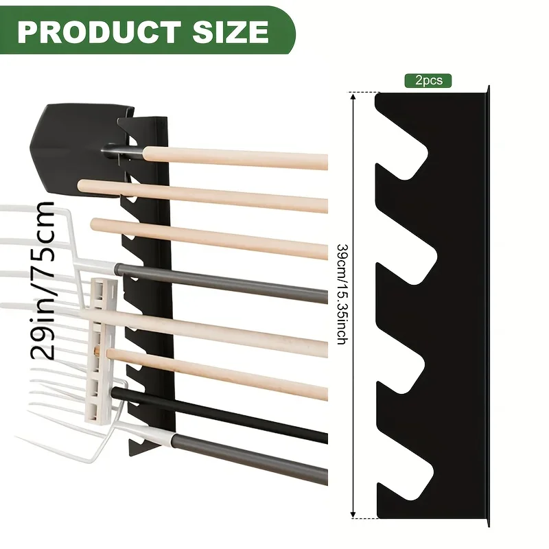 Wall Organizer Pocket - 튼튼한 금속 정원 도구 홀더 (삽과