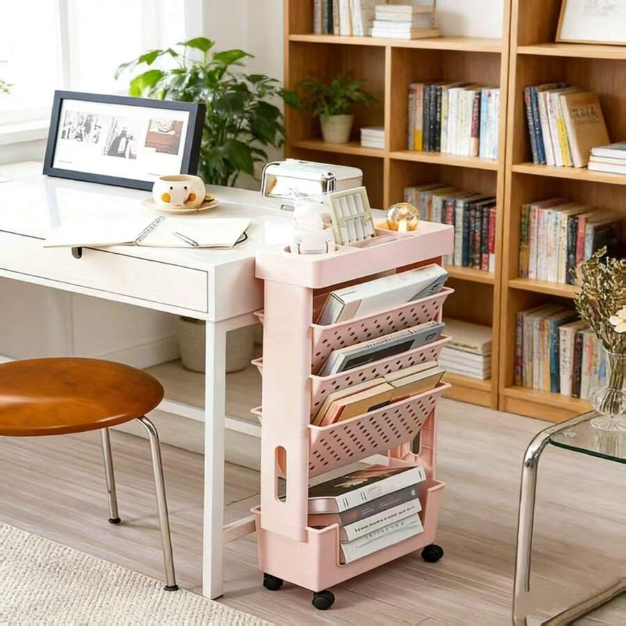 Bookshelf 5 Tier - 5단 롤링 수납 카트(천공형 선반 포함)