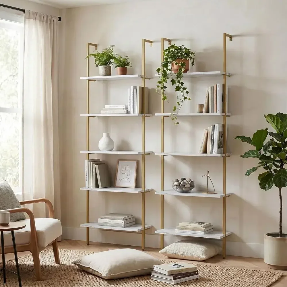 5단 화이트 대리석 벽걸이형 나무 선반 - 홈 오피스  - Bookshelf 5 Tier 리뷰 및 가격