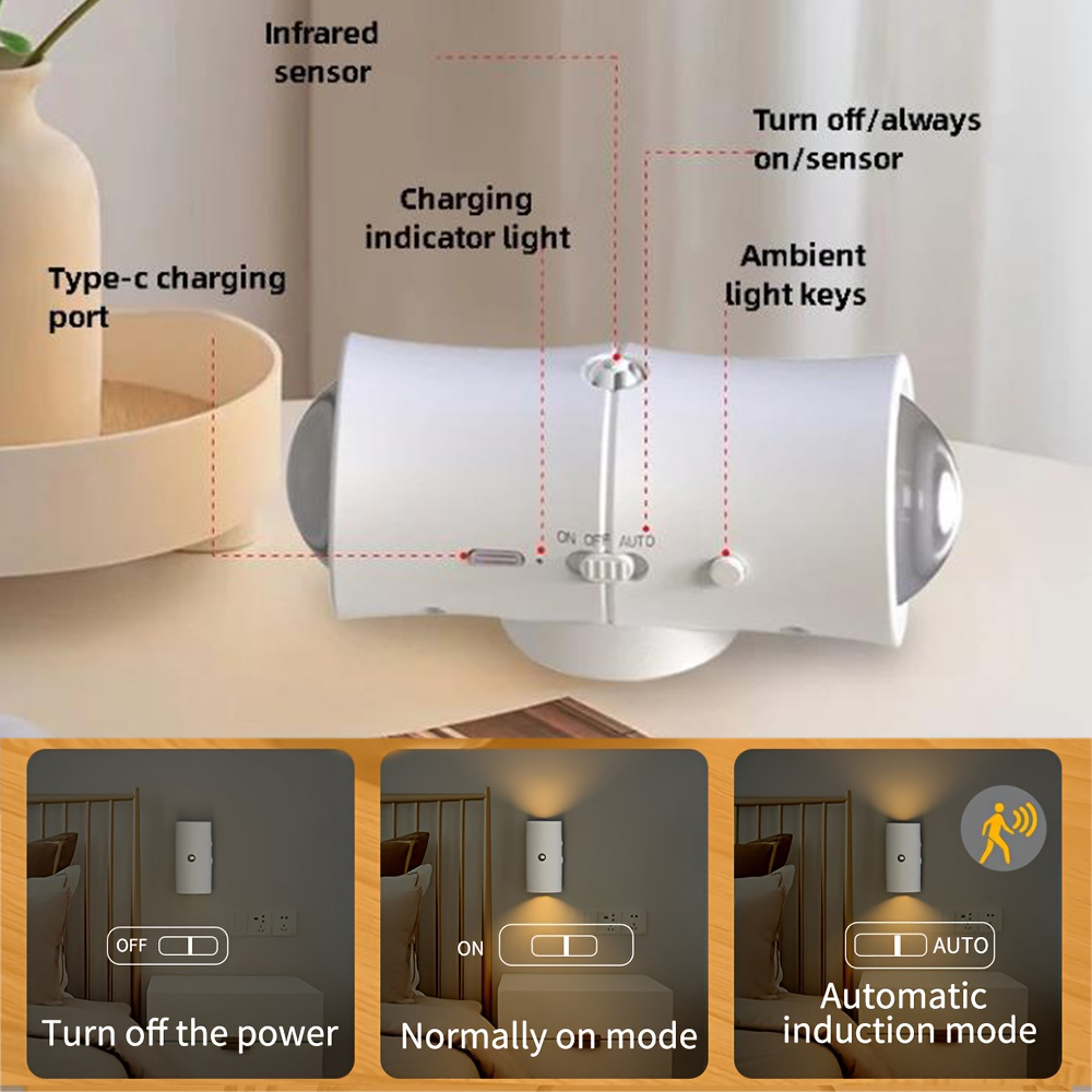 RGB 7색 모션 센서 LED 야간 조명 USB 충전  - Room Divider Bamboo 리뷰 및 가격