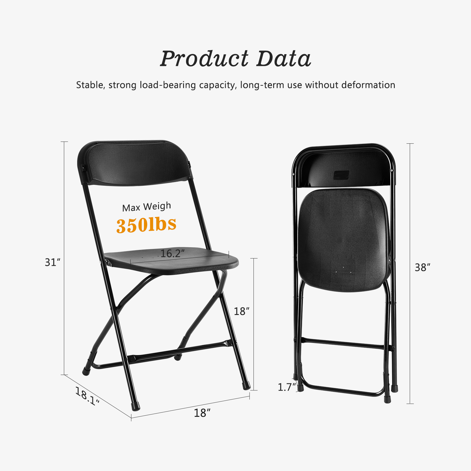 JHK 플라스틱 접이식 의자 4/6 팩 330LB 부하 - Office Furniture For Sale 리뷰 및 가격