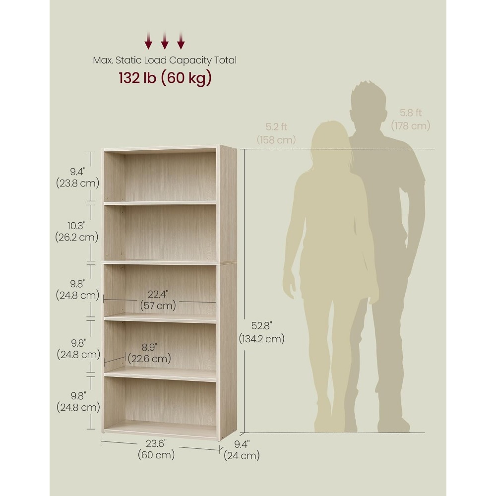 VASAGLE CUSTOS 컬렉션 - 책장, 5단 책장 - Bookshelf 5 Tier 리뷰 및 가격